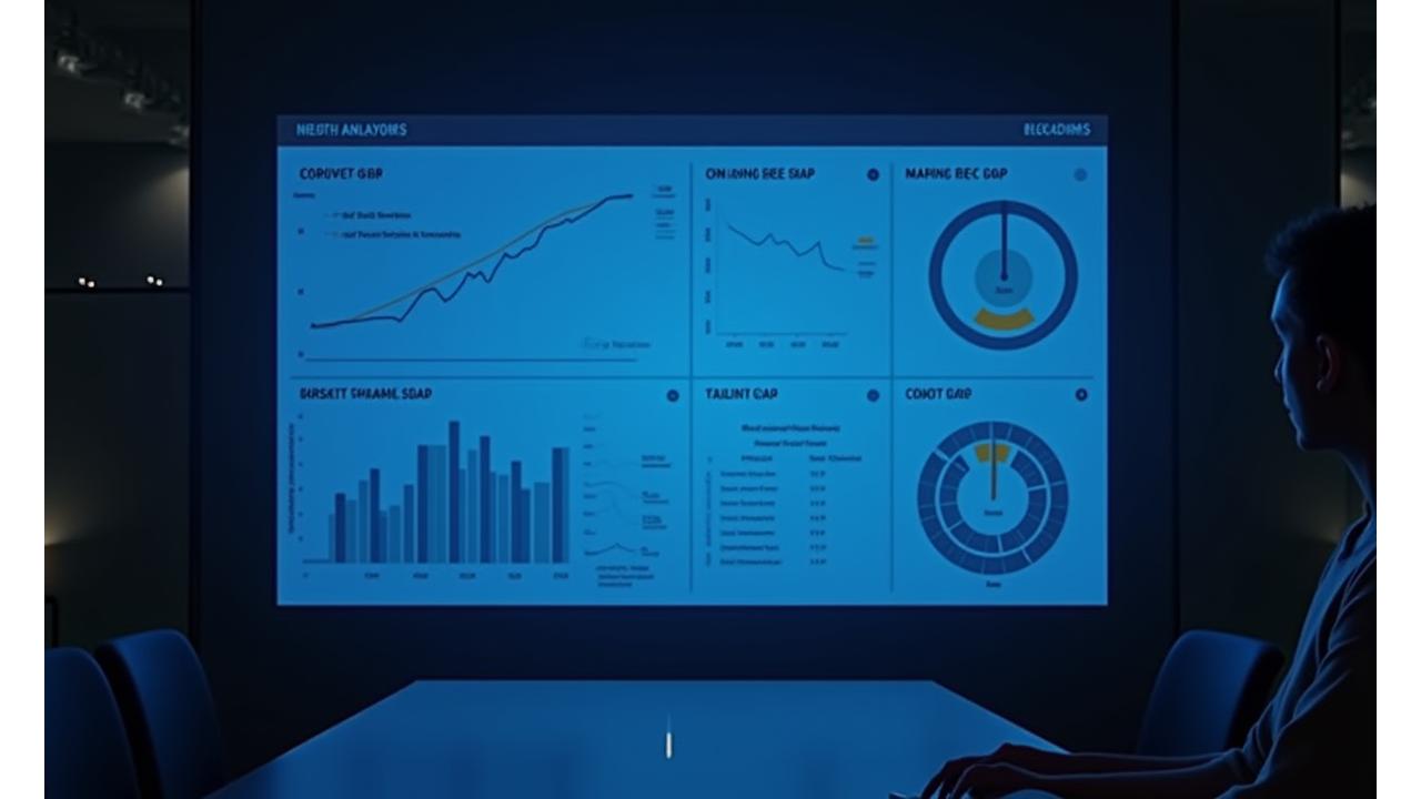 Interactive dashboard displaying HR predictive analytics and forecasts.
