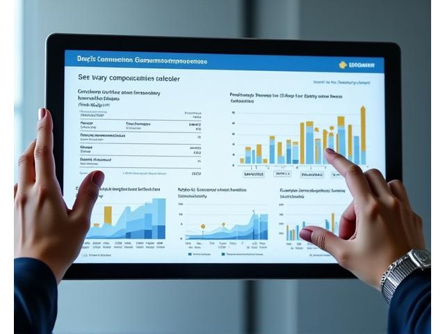 Interactive calculator display showing compensation benchmarking data and graphs