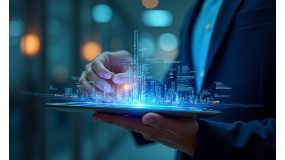 AI chatbot providing HR support and a graph showing predictive analytics